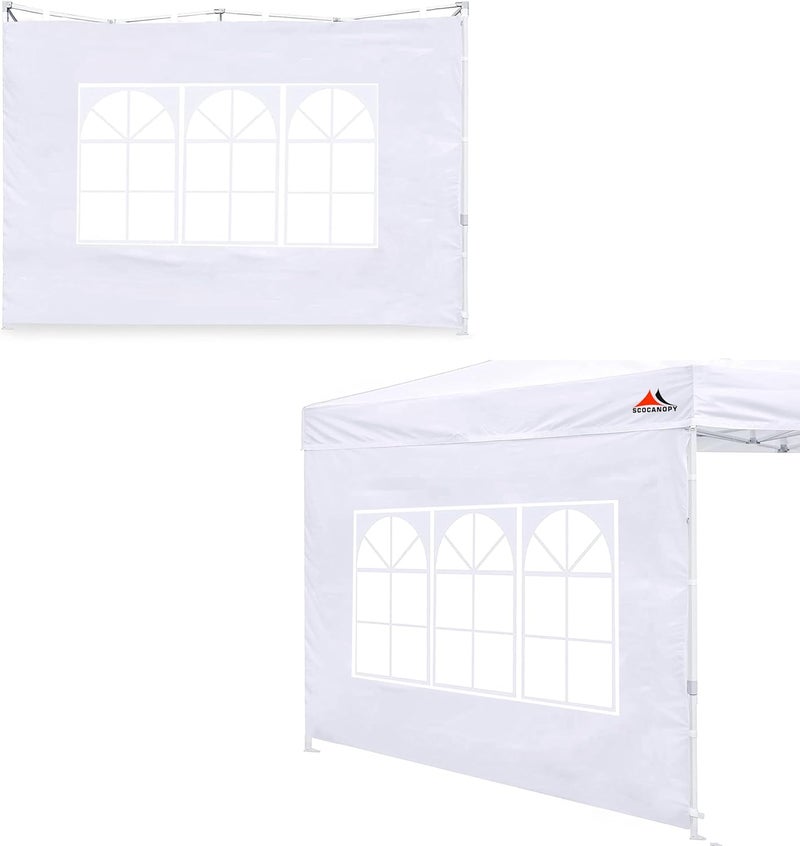 SCOCANOPY SideWall with Window for 12x12 Canopy Frame, 2 Pack SunWall Only,White - Image 1